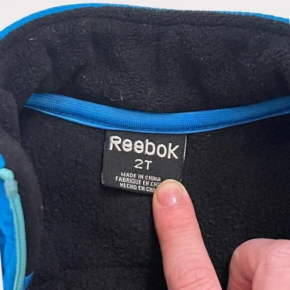 Baby Boys 2T Reebok Fleece Zip Up Jacket Blue Black Aqua - Picture 3 of 5